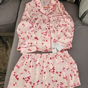 Nordstrom Pink Heart Pajama Set. NWT